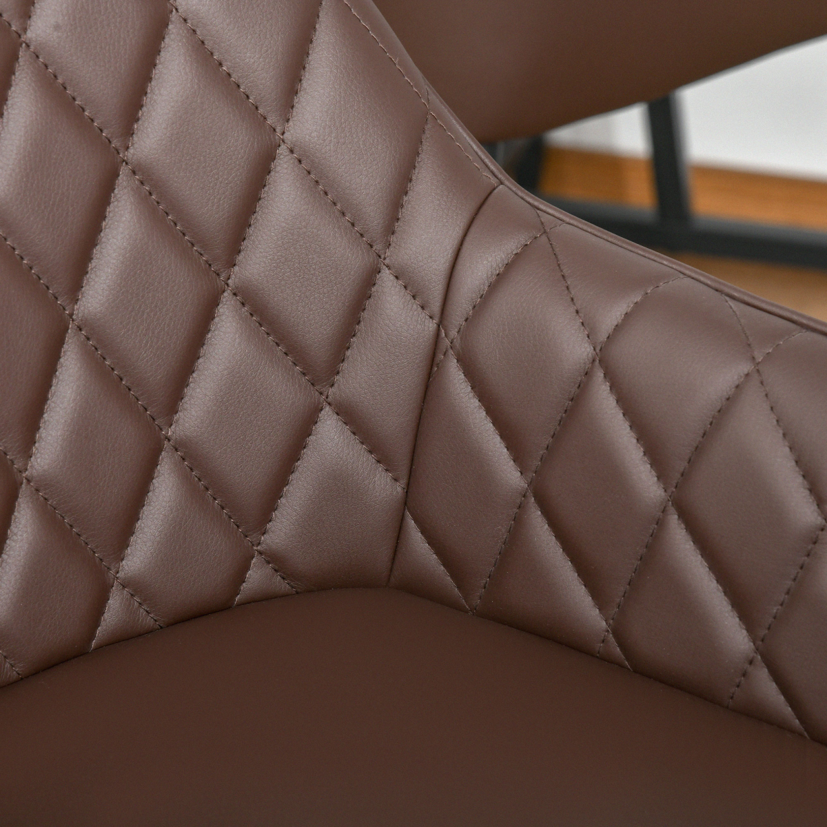 Set of two retro PU leather bar chairs with footrest.