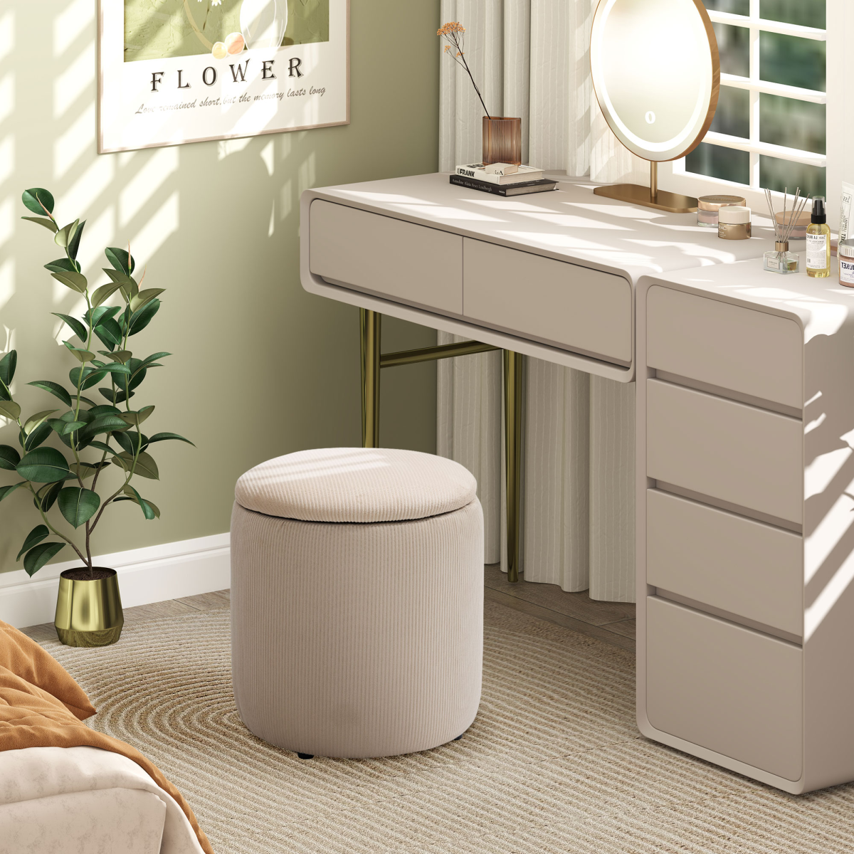 {
  "title": "Modern Fabric Storage Ottomans with Removable Lids, Set of 2, Cream White",
  "description": "Set of 2 modern fabric storage ottomans in cream white, each with a removable lid for easy access to stored items."
}