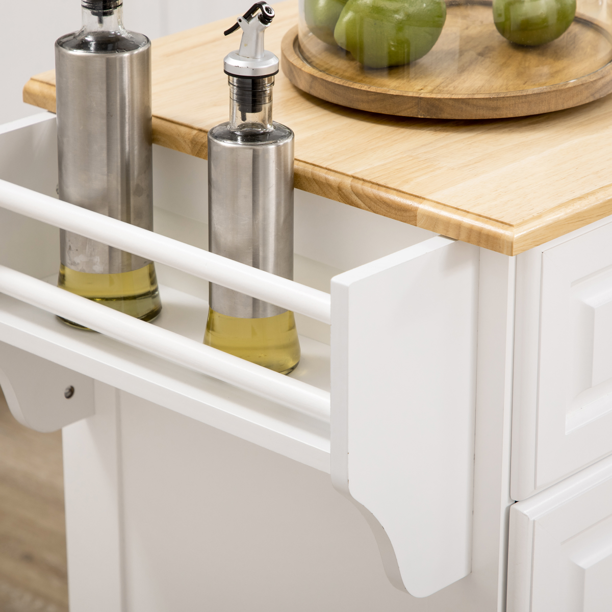 {
  "title": "Kitchen Storage Trolley with Adjustable Shelf Rolling Kitchen Island, White",
  "description": ""
}