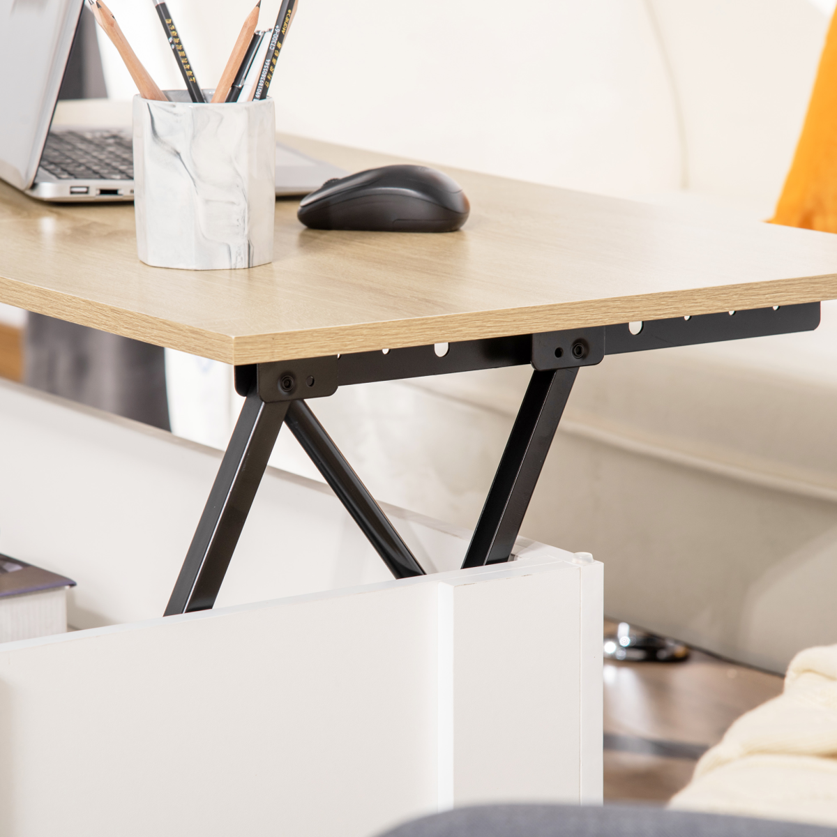 “Lift‑top coffee table with hidden storage — modern living room design”