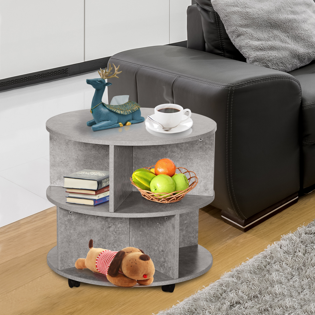 A modern 2‑tier round coffee table with a cement‑effect finish and practical open storage. Perfect for stylish, organised living rooms. Shop The Cosy Nest.