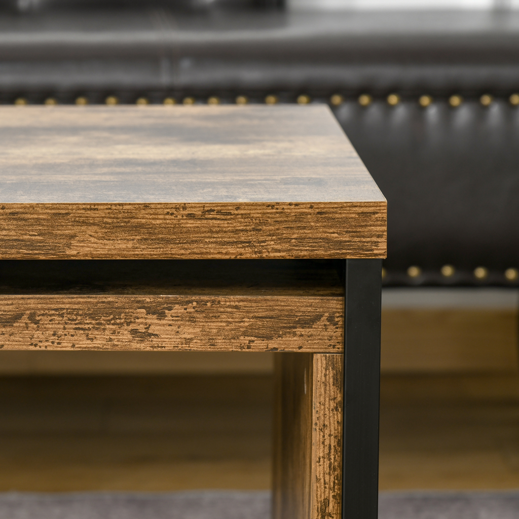 Set of 2 Warm Wood-Effect Nesting Coffee Tables