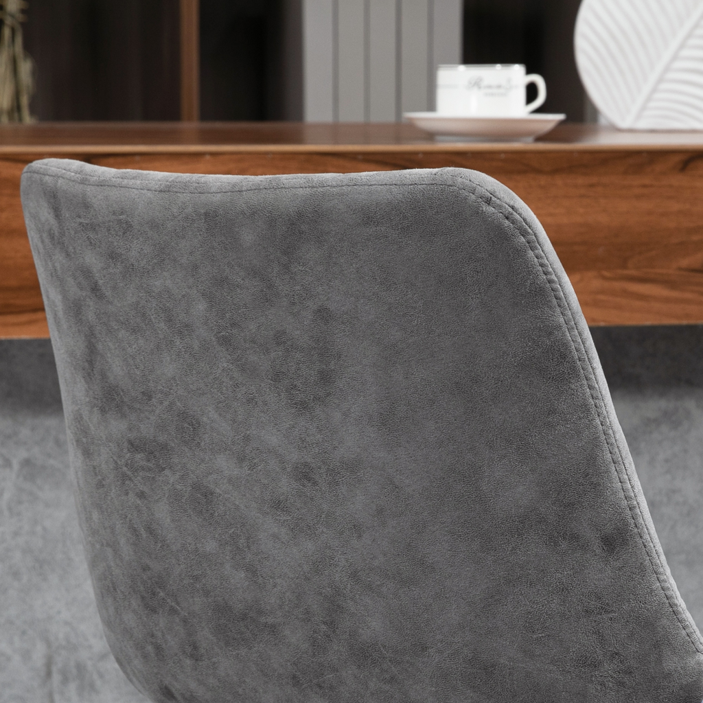Set of two grey microfibre retro tub bar stools.