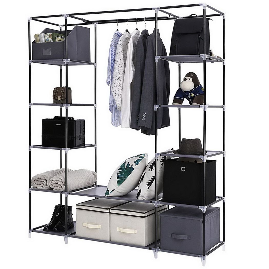 {
  "title": "69\" Portable Clothes Closet Wardrobe Storage Organizer, Gray",
  "description": ""
}