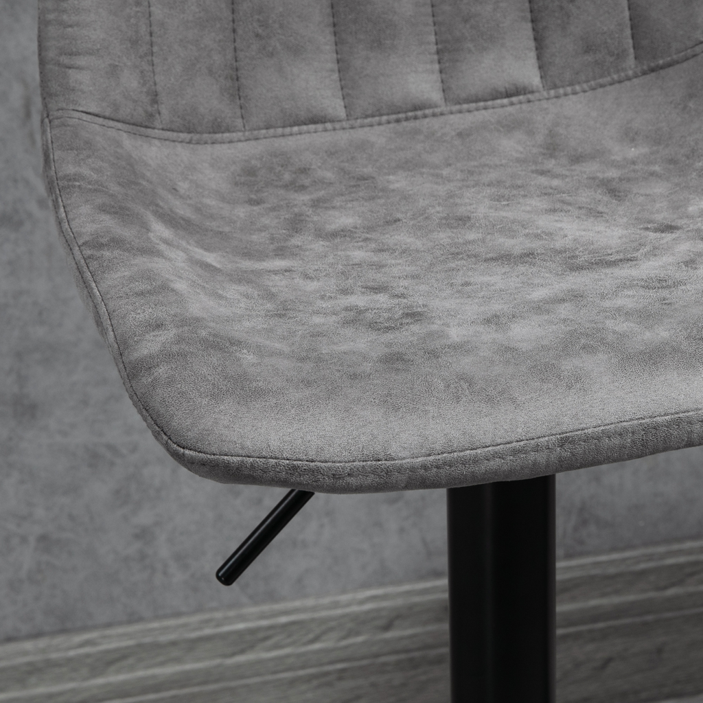 Set of two grey microfibre retro tub bar stools.