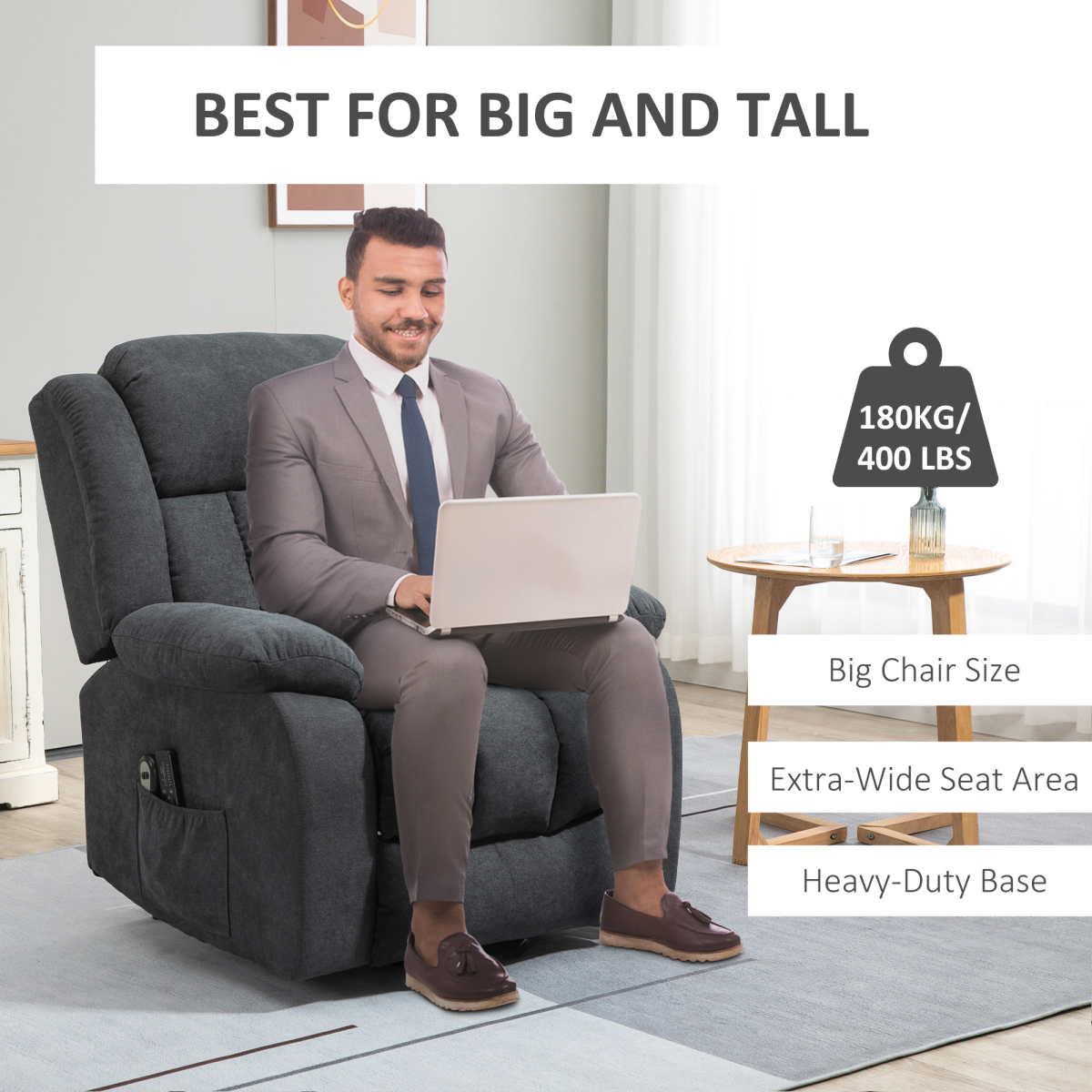 The Cosy Nest Linen-Style Recliner with Riser Assist