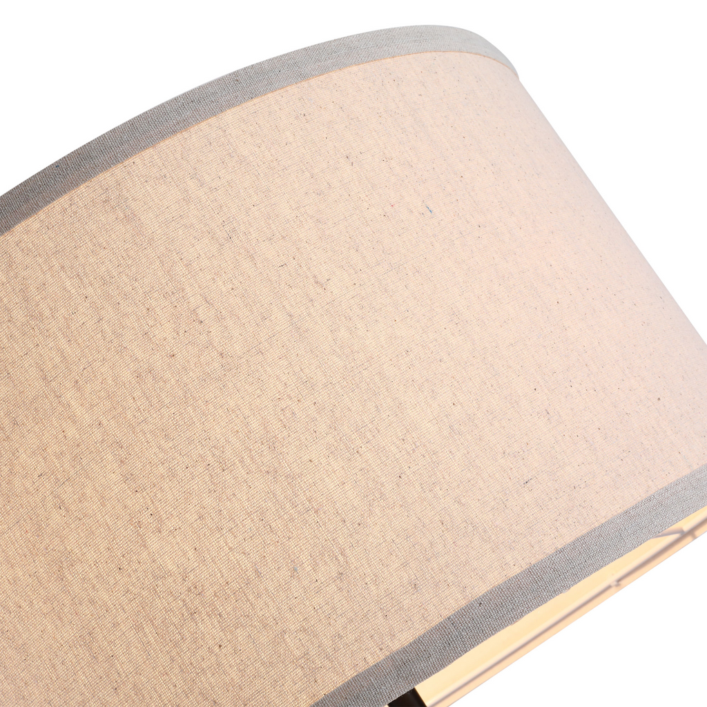 Beige Linen Floor Lamp with Wooden Tripod Base
