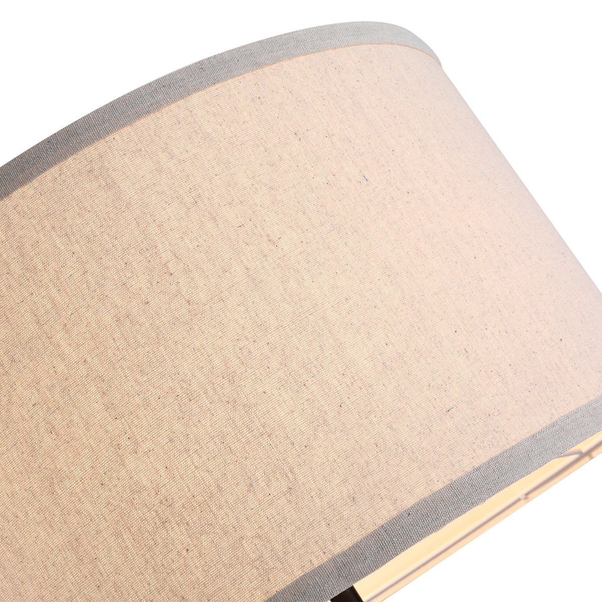 Beige Linen Floor Lamp with Wooden Tripod Base