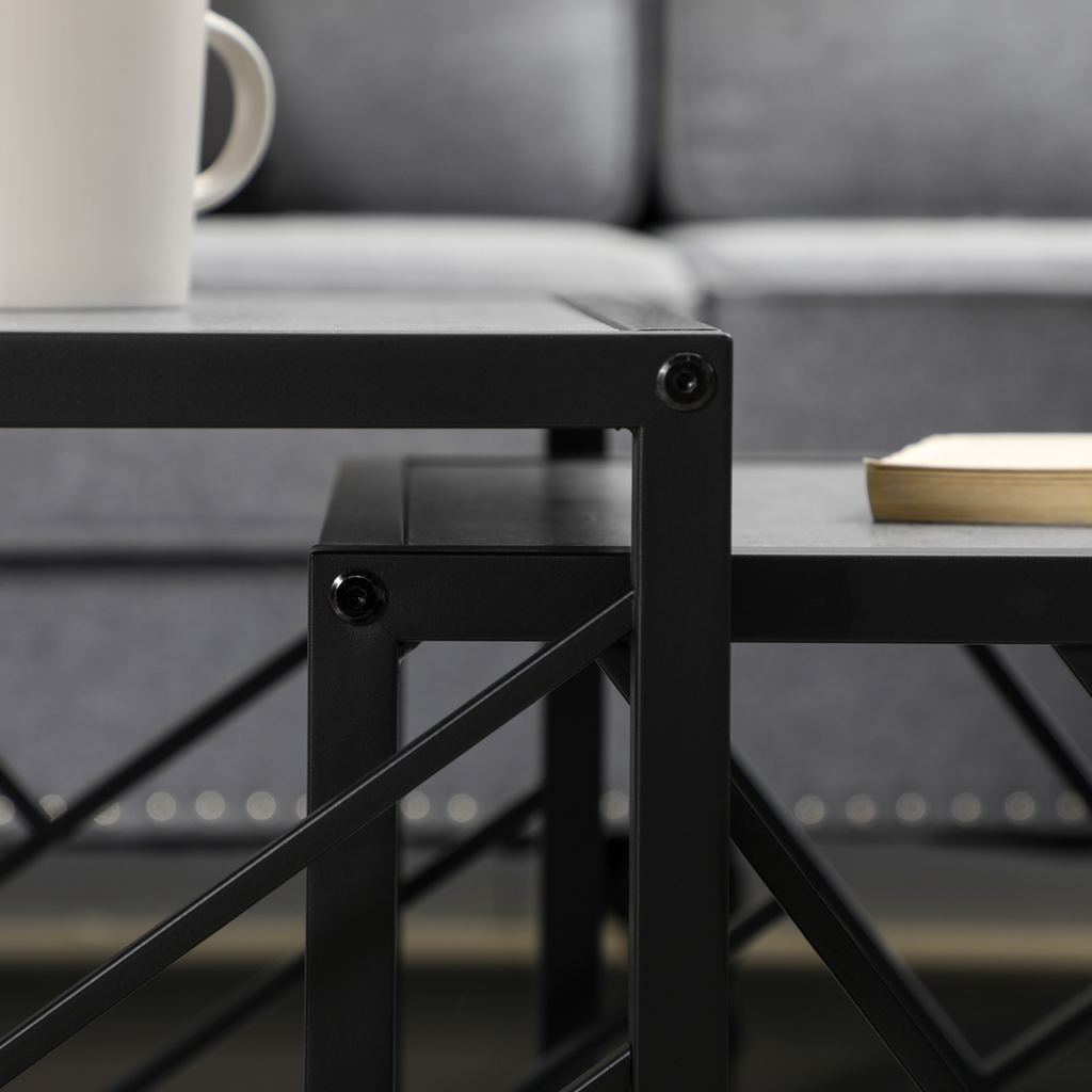 Set of 3 Grey Two-Tone Nesting Coffee Tables