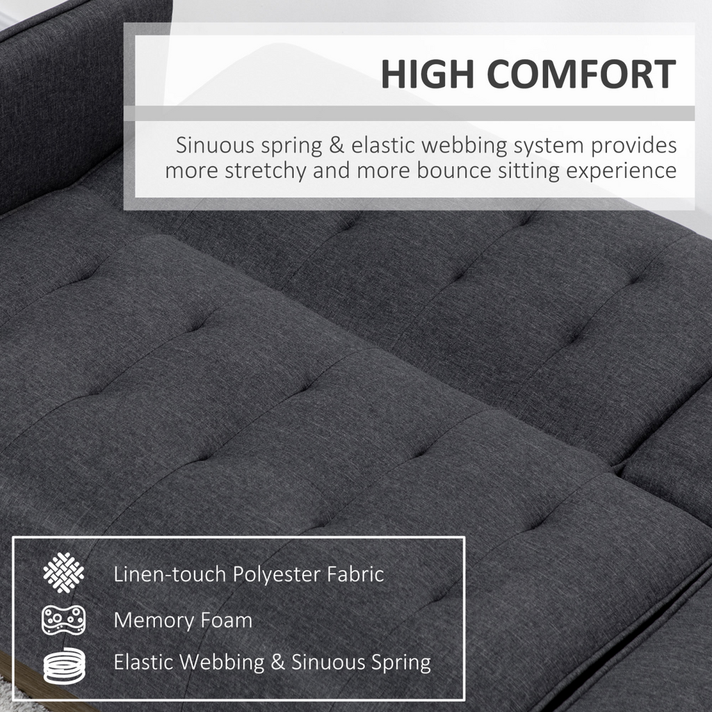 3-Seater Linen Sofa Bed with Cupholders
