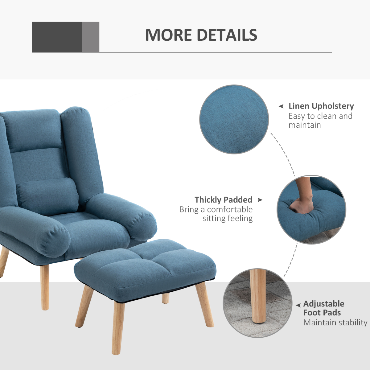 3-Position Recliner Chair with Ottoman