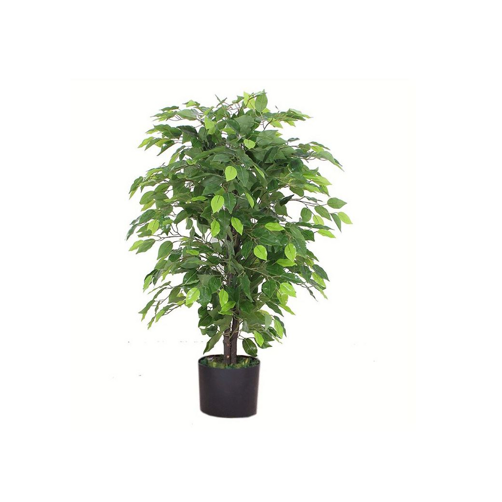 90cm artificial ficus tree in silver metal planter.