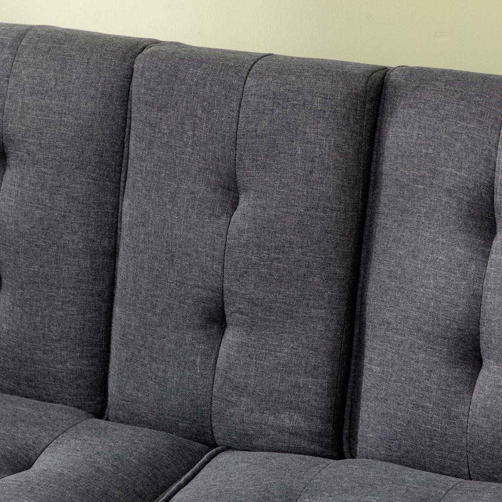 3-Seater Linen Sofa Bed with Cupholders