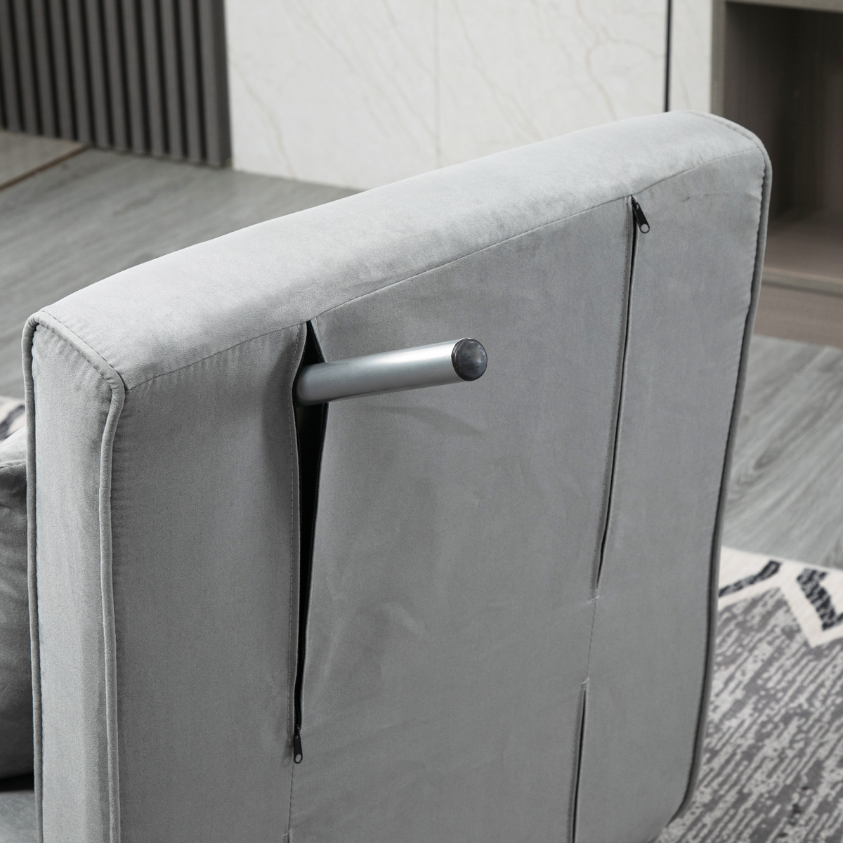 {
  "title": "Sofa Bed Foldable Portable Armchair Sleeper Lounge Pillow Light Grey",
  "description": ""
}