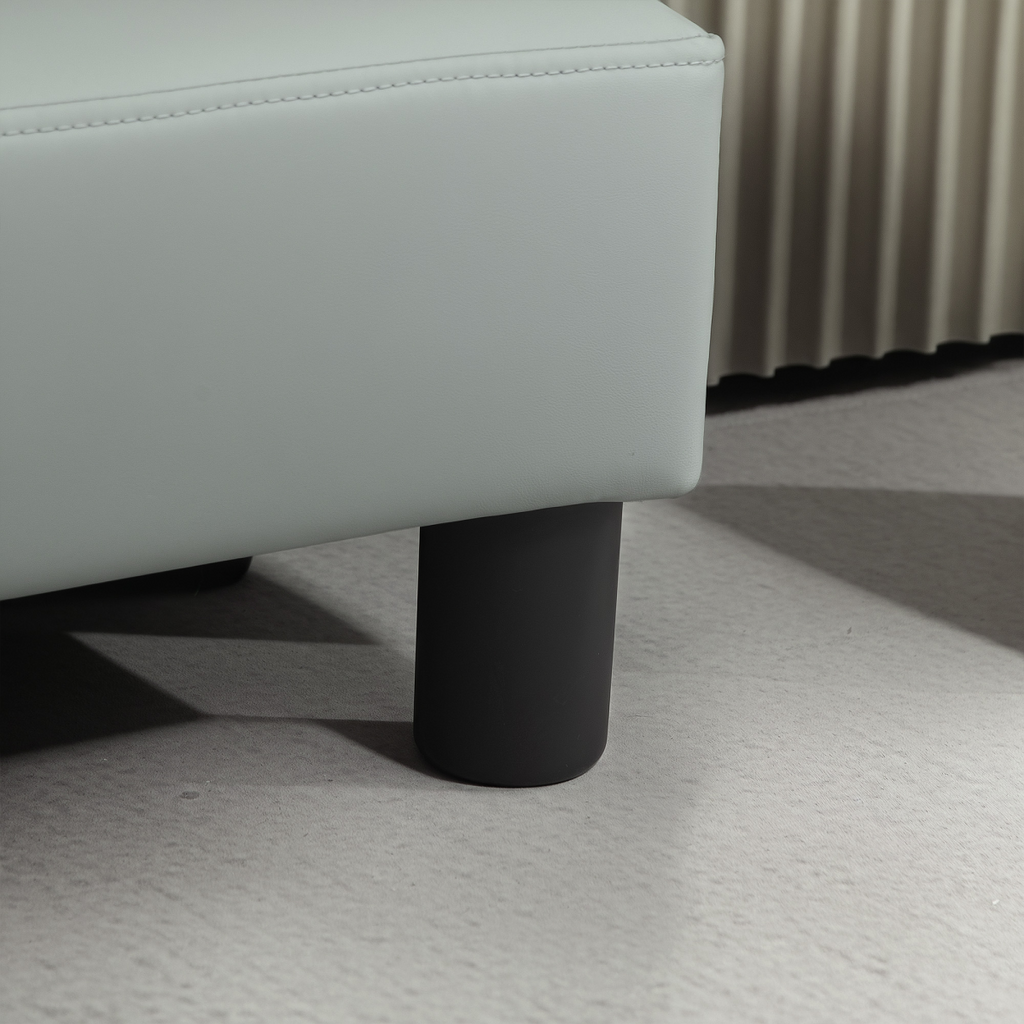Compact Grey PU Leather Footstool