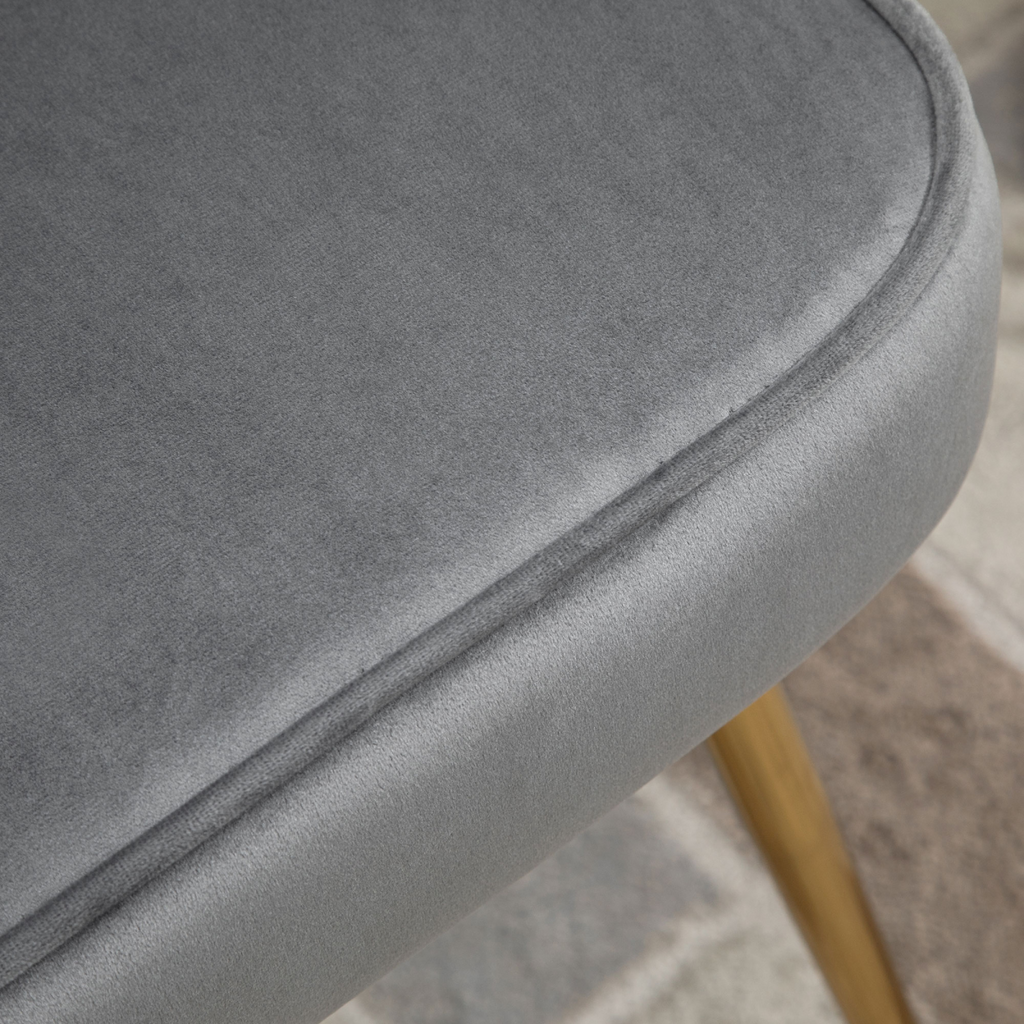 High Back Grey Velvet Shell Accent Chair with Gold Legs