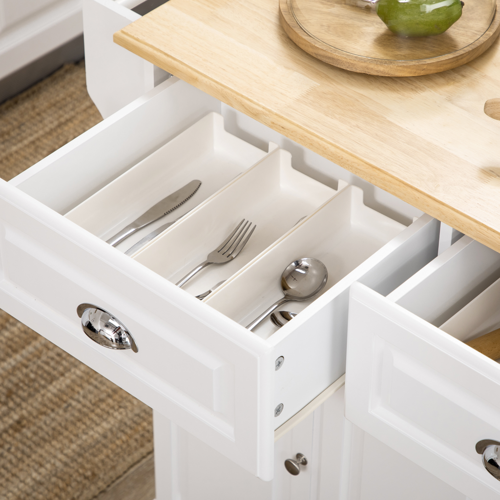 {
  "title": "Kitchen Storage Trolley with Adjustable Shelf Rolling Kitchen Island, White",
  "description": ""
}