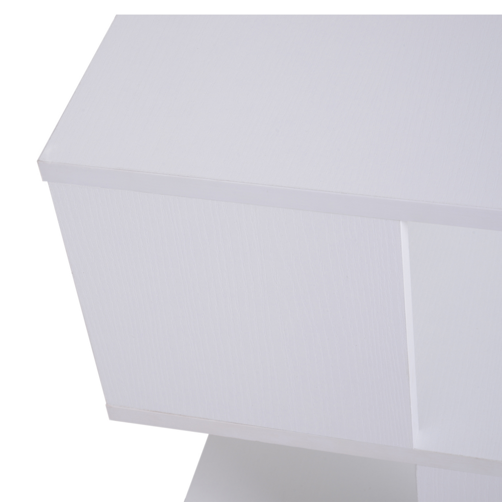 {
  "title": "Modern Square 2-Tier Wood Coffee Side Table Storage Shelf Rack, White",
  "description": "Two-tier square side table made from wood with a white finish. Provides storage and display space with two open tiers."
}