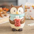 Ceramic owl oil burner in soft woodland tones