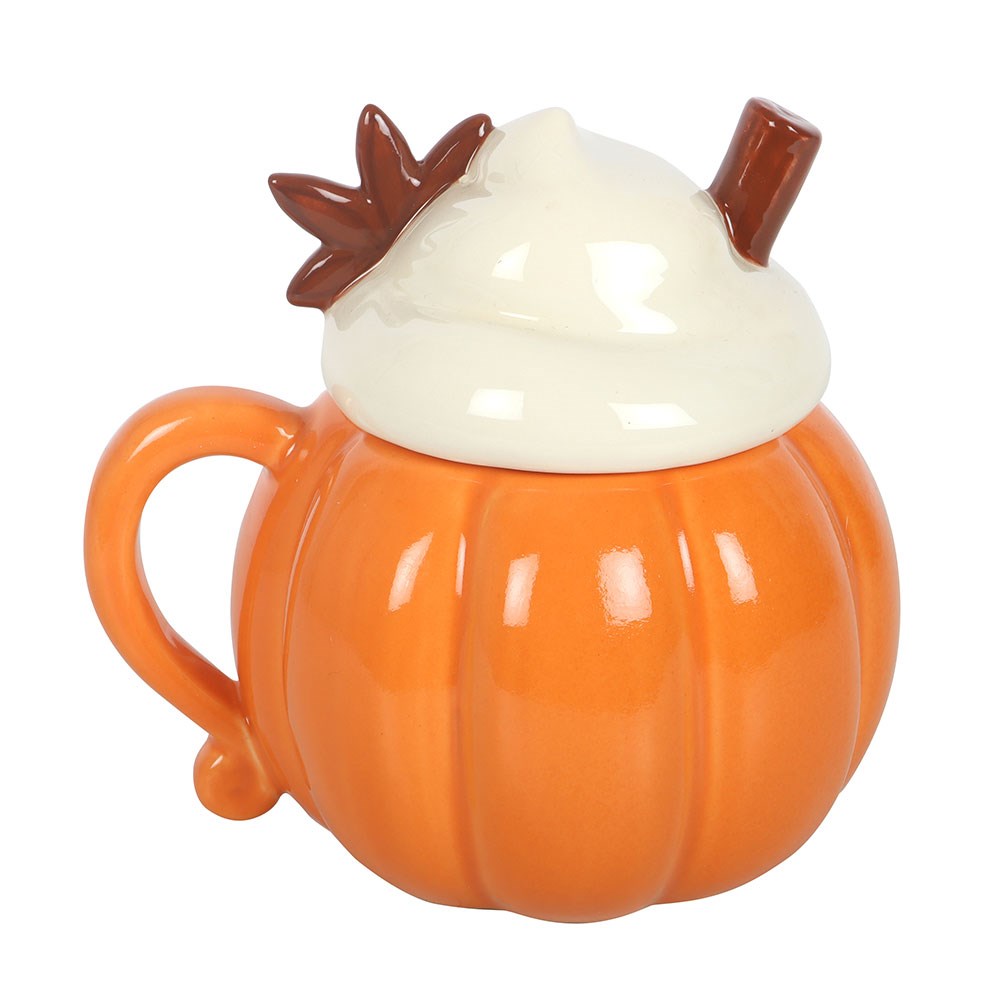 Cream Pumpkin Lidded Mug