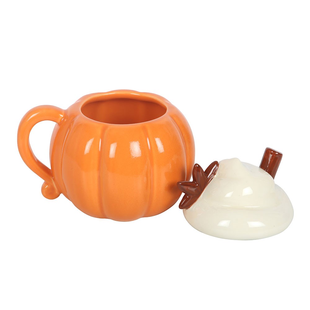 Cream Pumpkin Lidded Mug