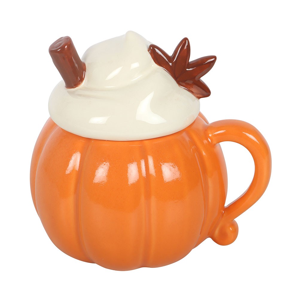Cream Pumpkin Lidded Mug