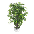90cm artificial ficus tree in silver metal planter.