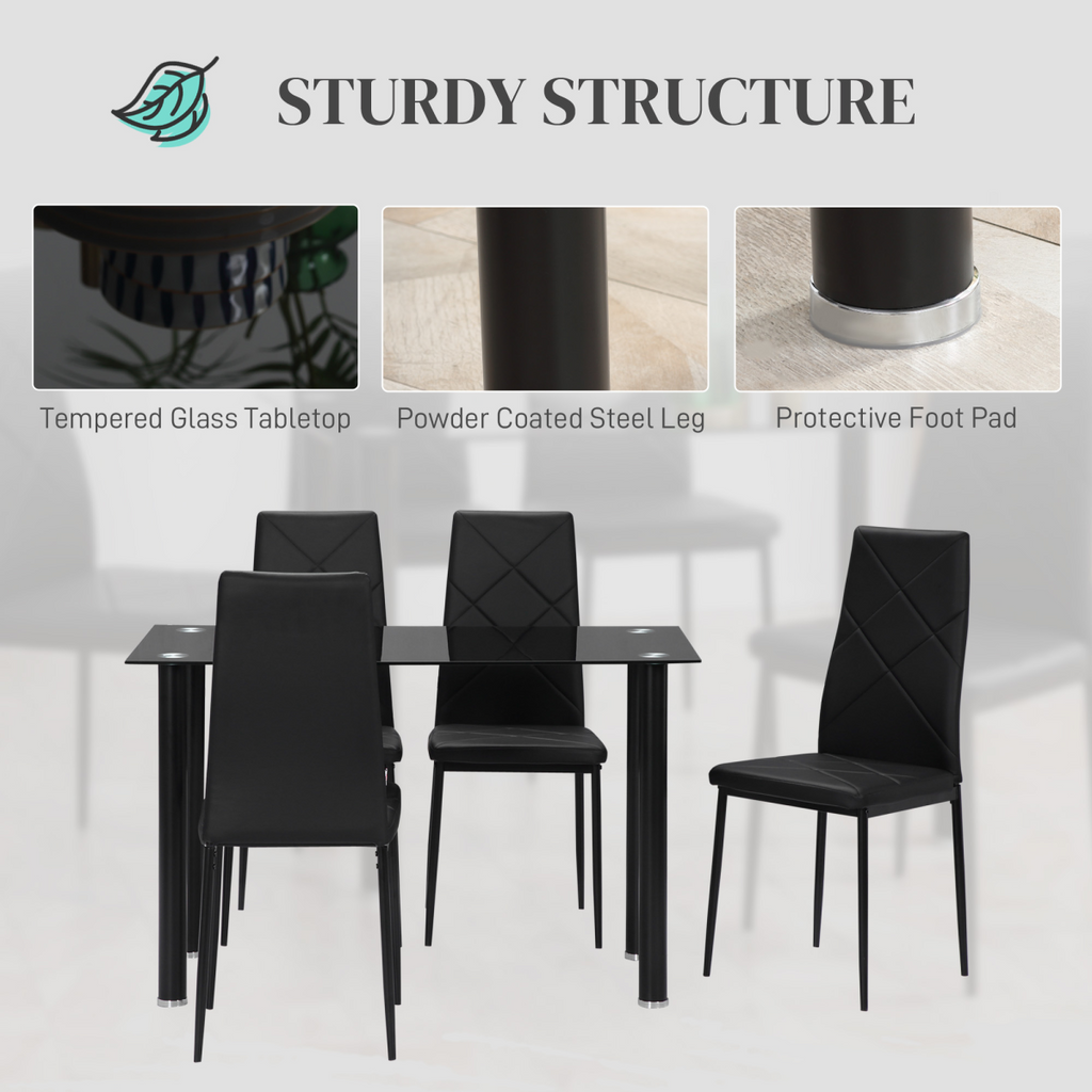 Modern dining table set for four with padded chairs.7.png