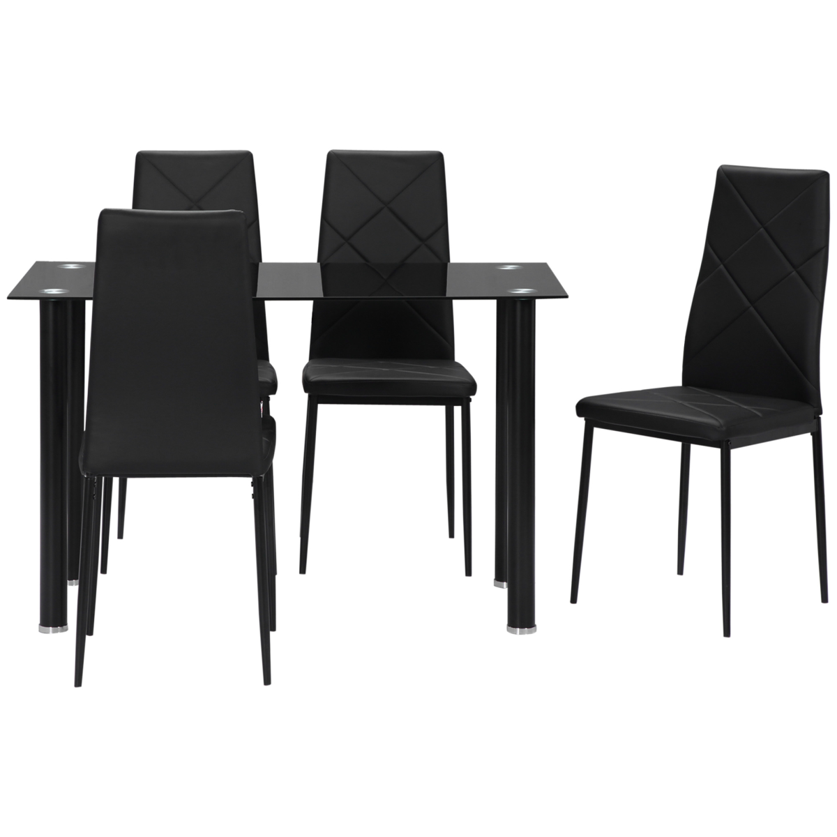 Modern dining table set for four with padded chairs.main.png