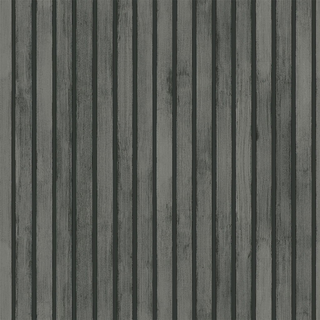 Charcoal grey decorative wood slat wall panel.