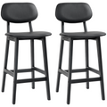 Set of two brown PU leather breakfast bar stools with wooden legs.main.png