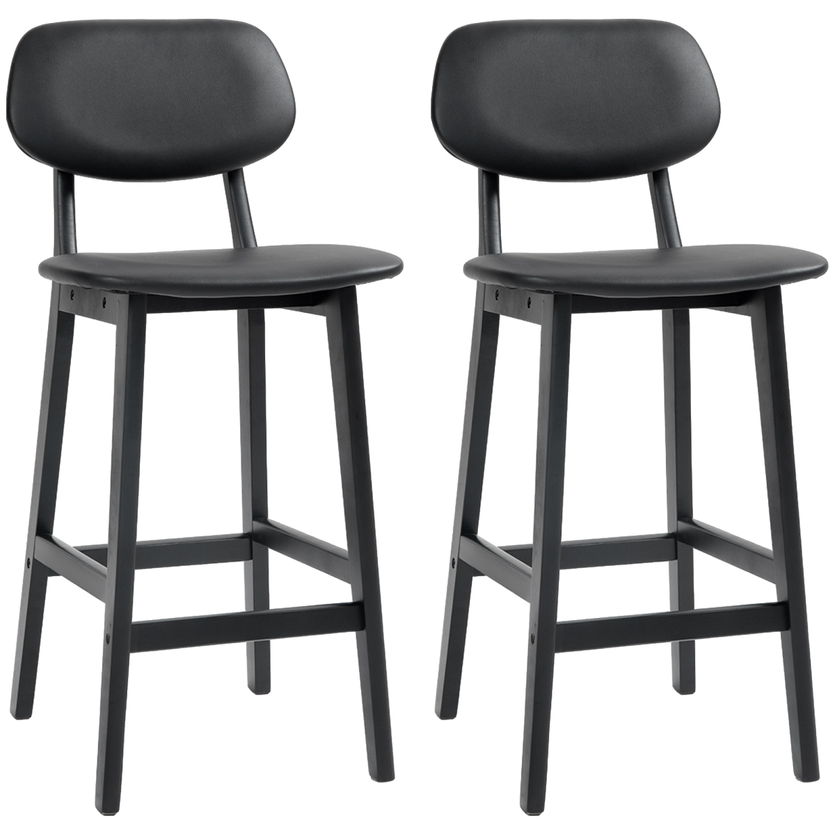 Set of two brown PU leather breakfast bar stools with wooden legs.main.png