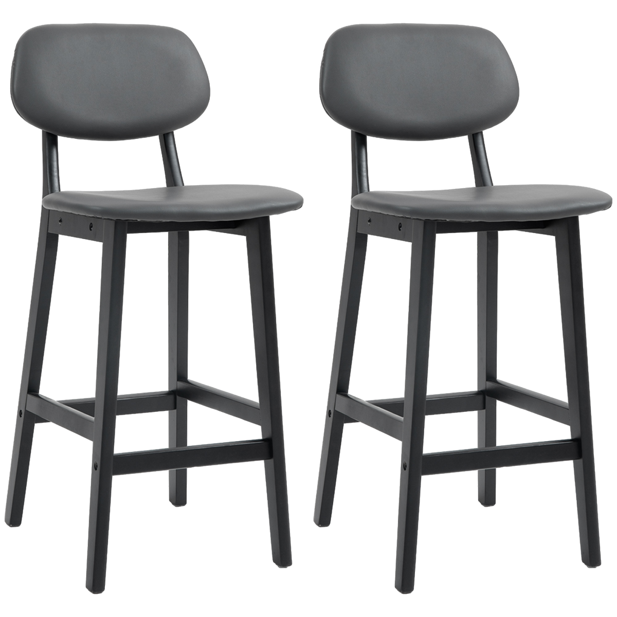 Set of two brown PU leather breakfast bar stools with wooden legs.main.png