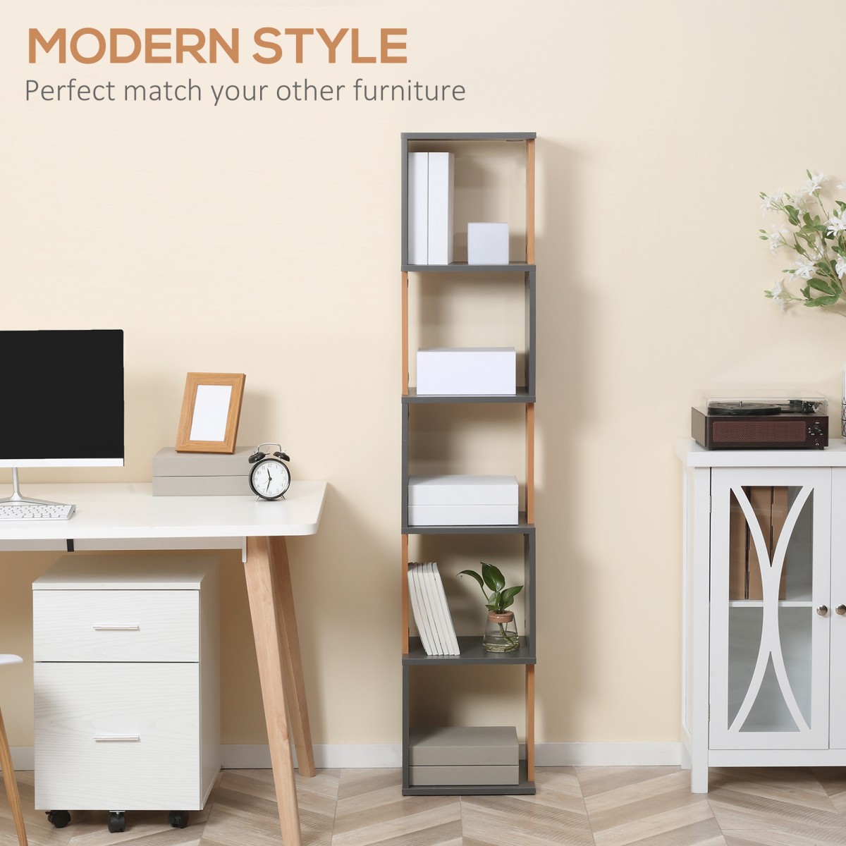 5‑tier freestanding bookshelf with open shelves.
3.png