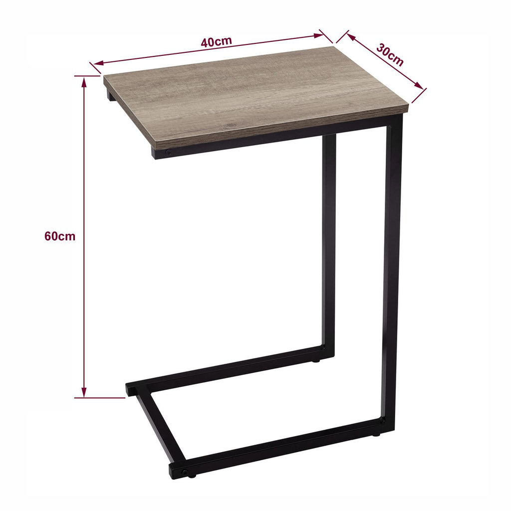 Black C‑shaped slide‑under side table.