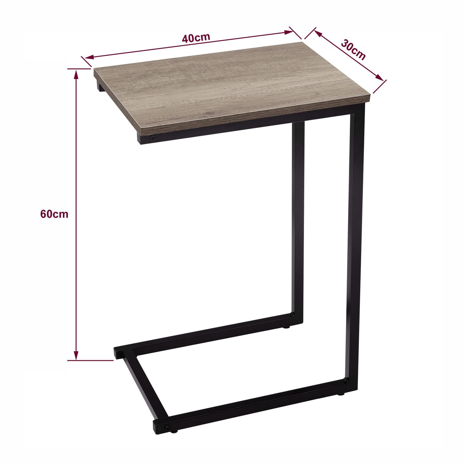 Black C‑shaped slide‑under side table.