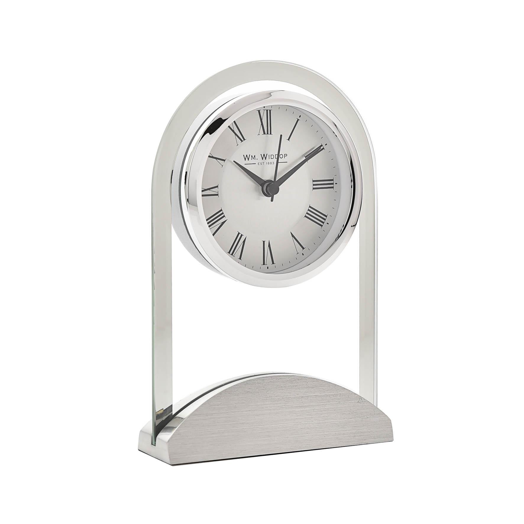 {
  "title": "Wm.Widdop Glass Panel Aluminium Base Mantel Clock",
  "description": ""
}