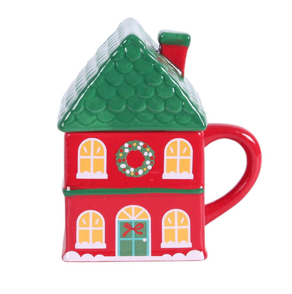 Little Red House Lidded Mug