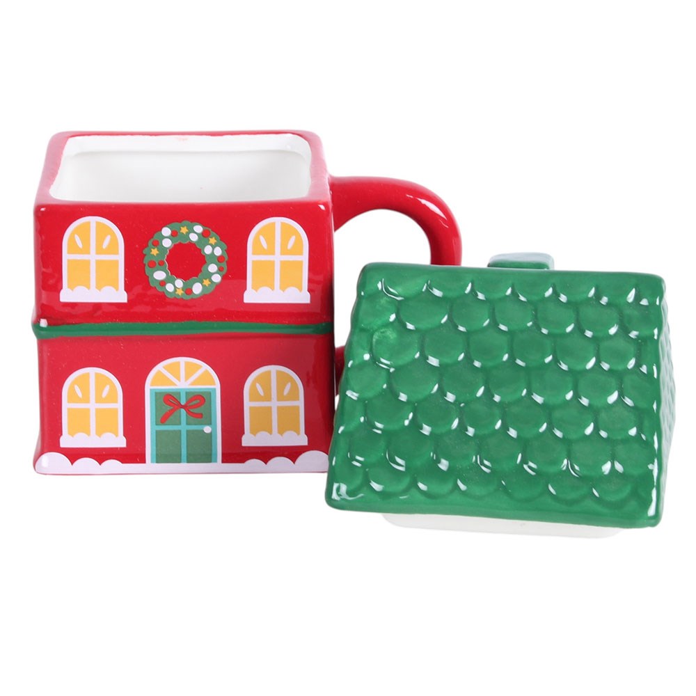 Little Red House Lidded Mug