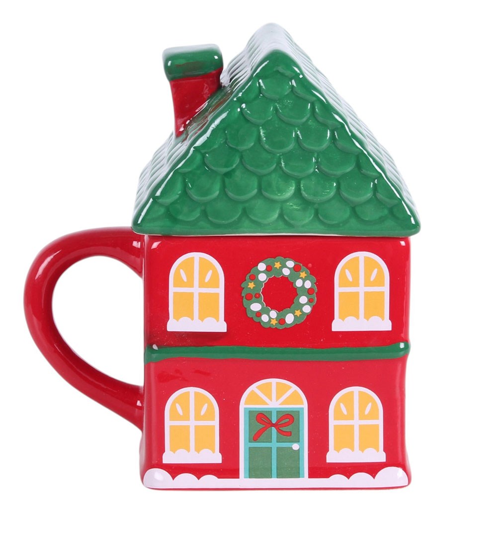Little Red House Lidded Mug