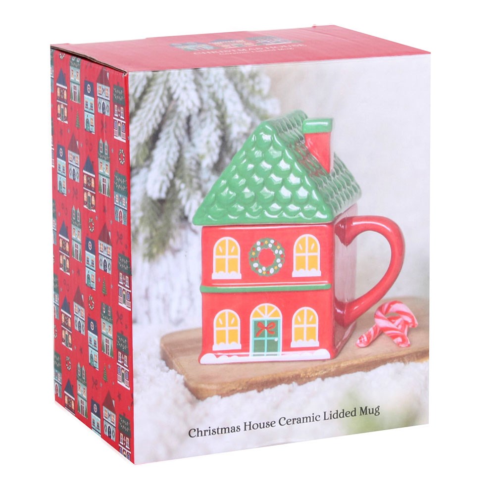 Little Red House Lidded Mug