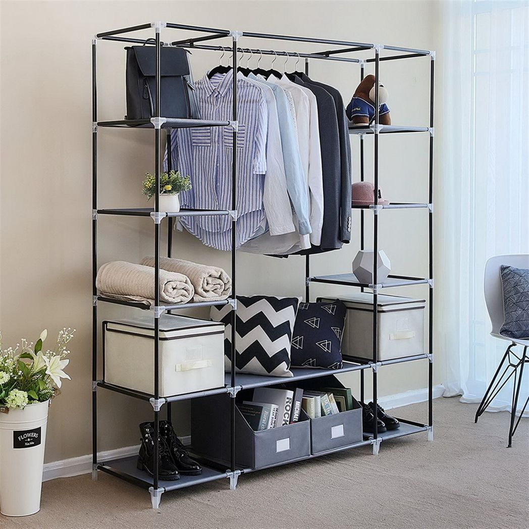 {
  "title": "69\" Portable Clothes Closet Wardrobe Storage Organizer, Gray",
  "description": ""
}