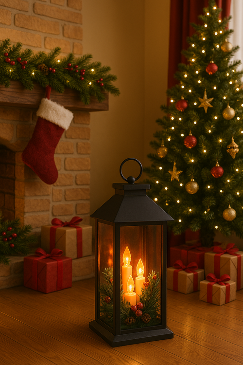 Battery Operated Lantern with 3 Candles
