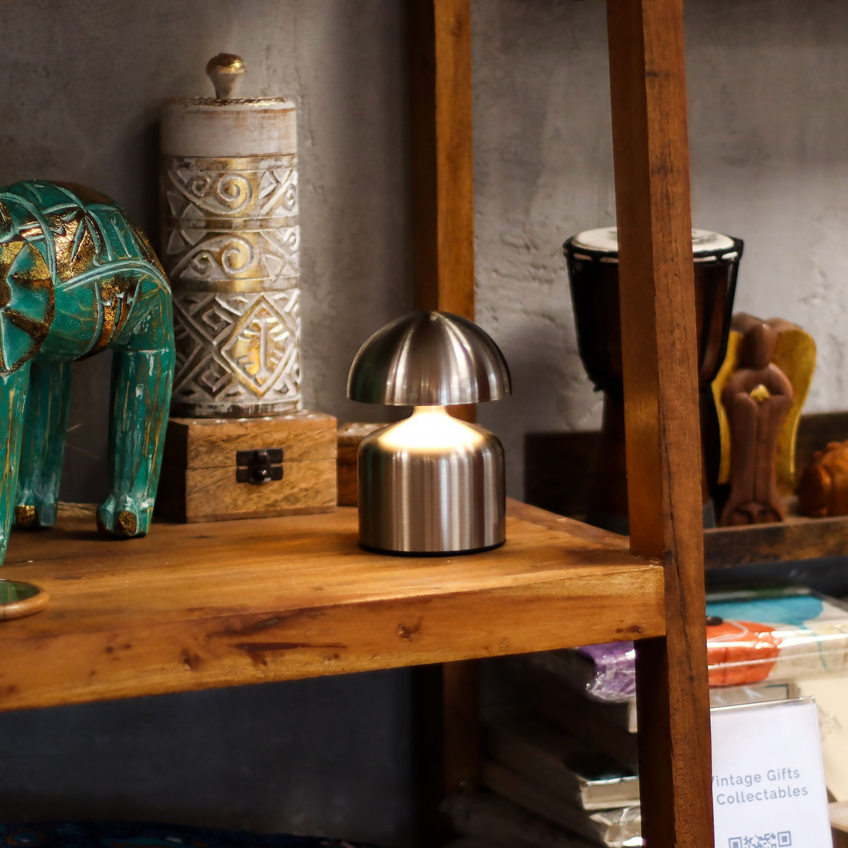 Cordless Dome Table Lamp, Brushed Silver – alternative view 4