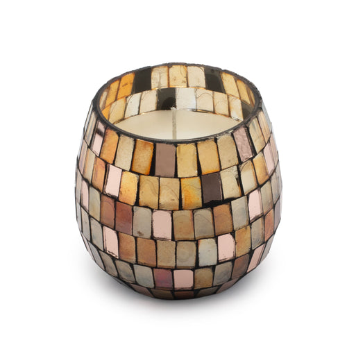 Amber Mosaic Glass Candle – Small