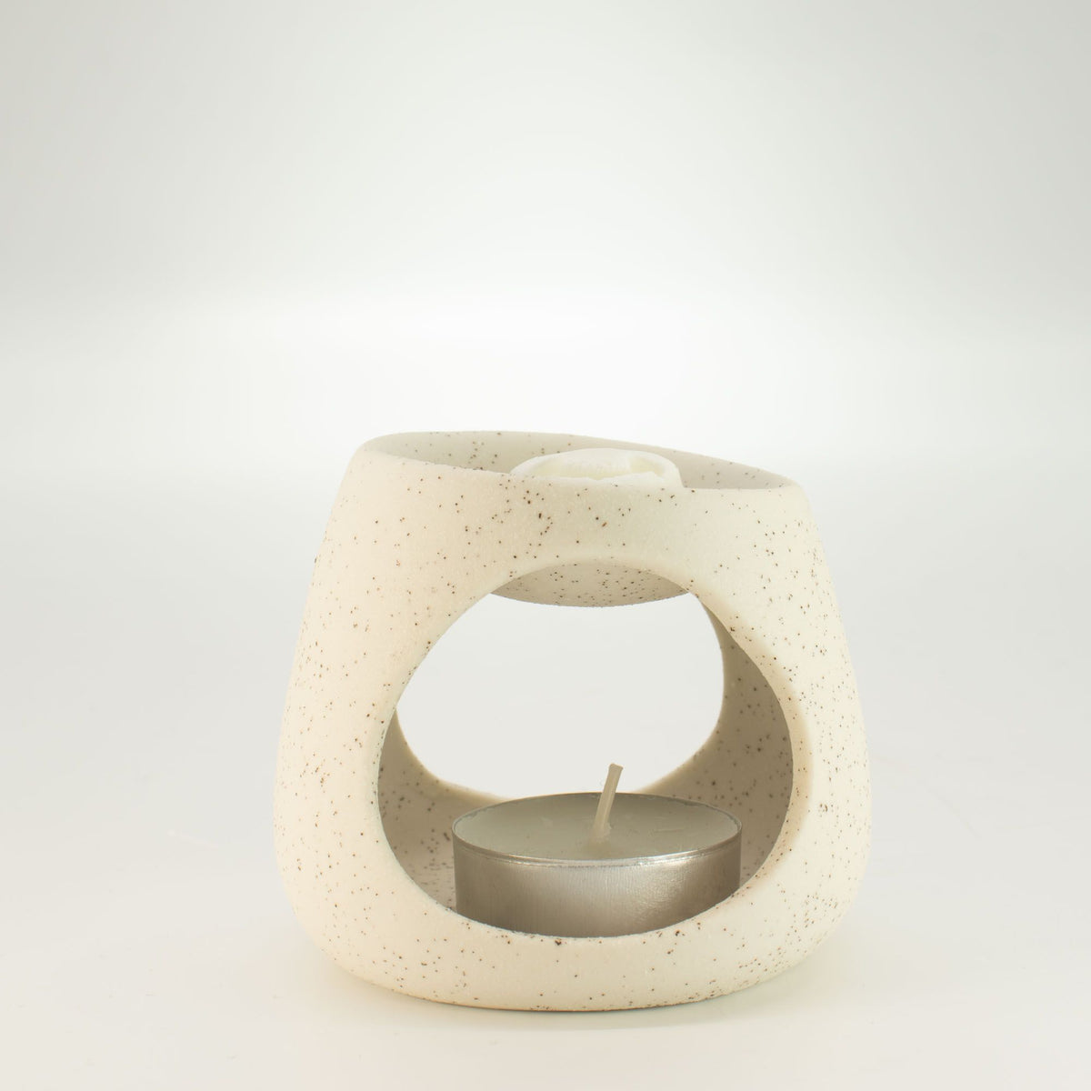 Round Pebble Ceramic Oil Burner – Speckled Off-White – alternative view 4