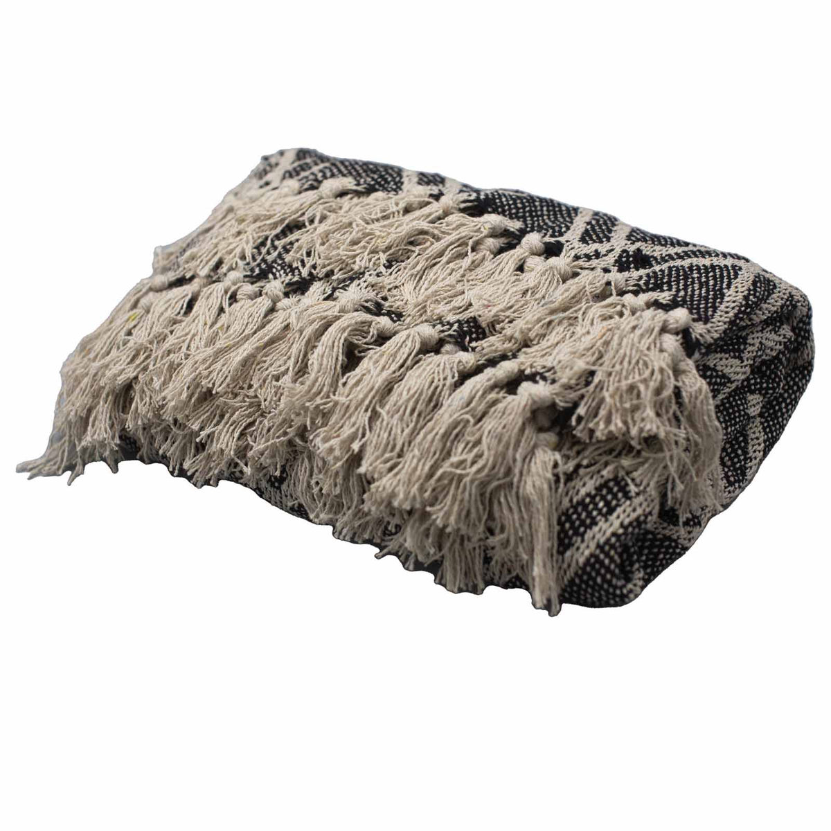 Cotton Tassel Throw, Cream Lattice
