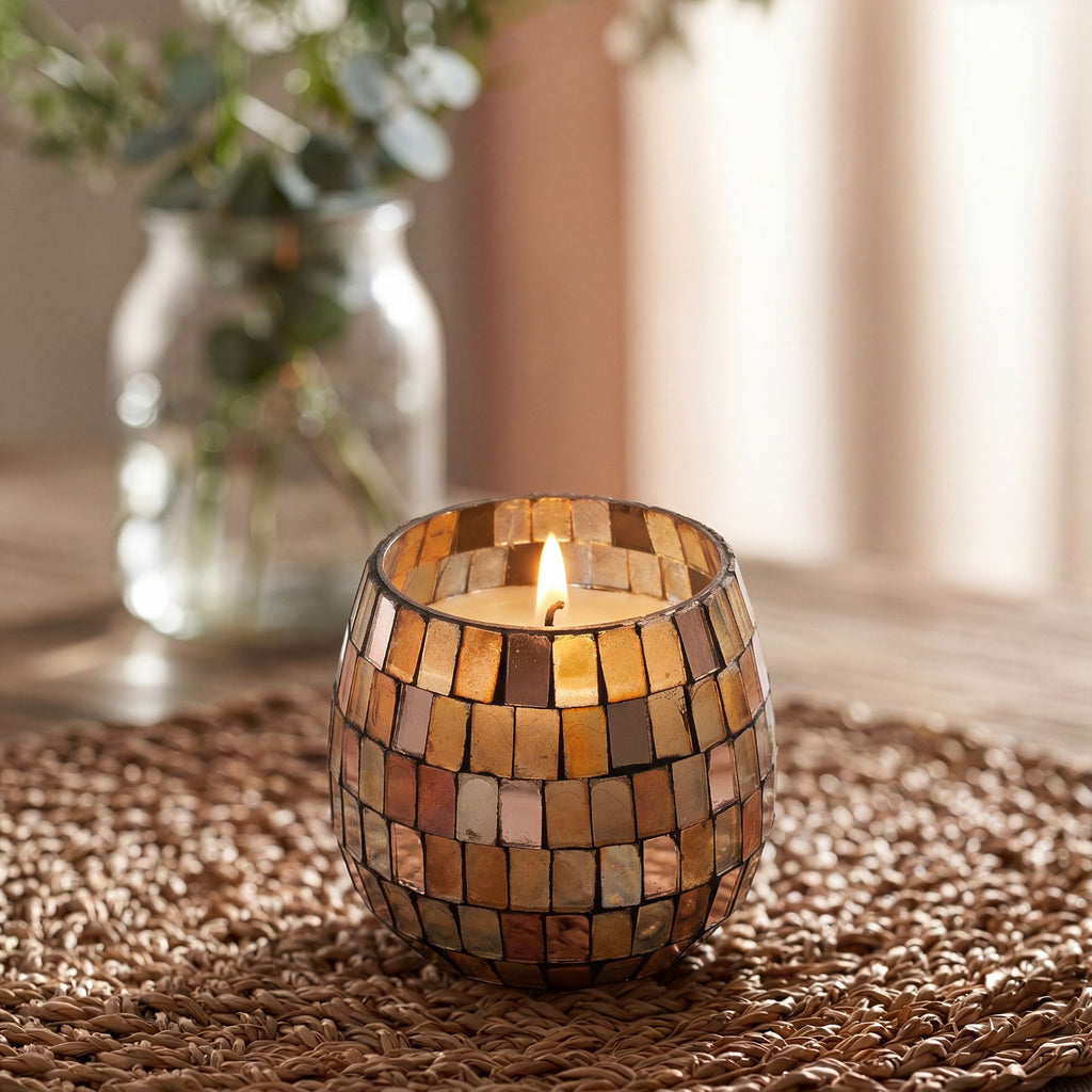 Amber Mosaic Glass Candle – Small – alternative view 2