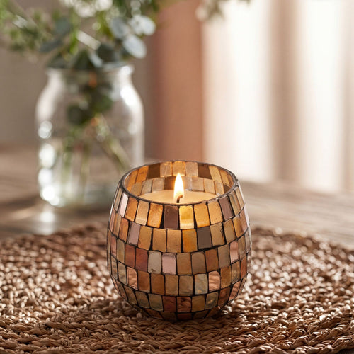 Amber Mosaic Glass Candle – Small – alternative view 2