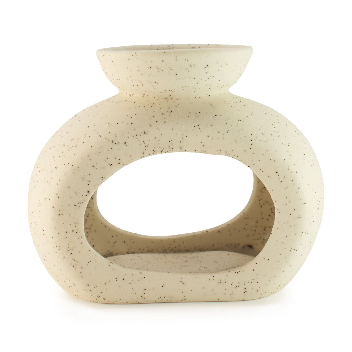 Oval Pebble Ceramic Oil Burner – Speckled Off-White